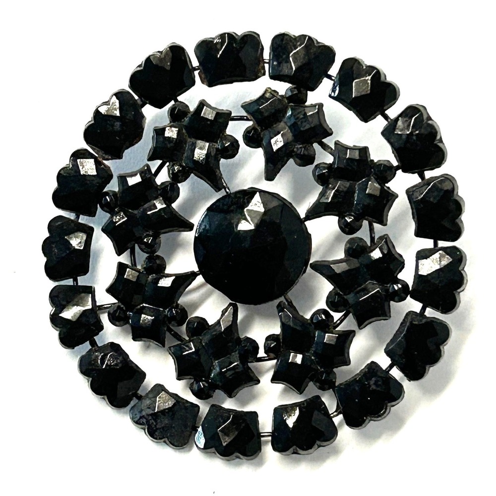 Antique "French Jet" (Black Glass) Victorian Era Mourning Jewelry Button